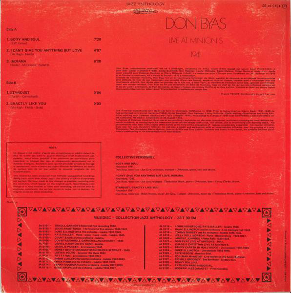 Don Byas : Live At Minton's 1941 (LP, Comp)