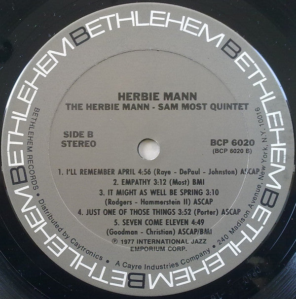 The Herbie Mann-Sam Most Quintet : The Mann With The Most (LP, Album, RE)