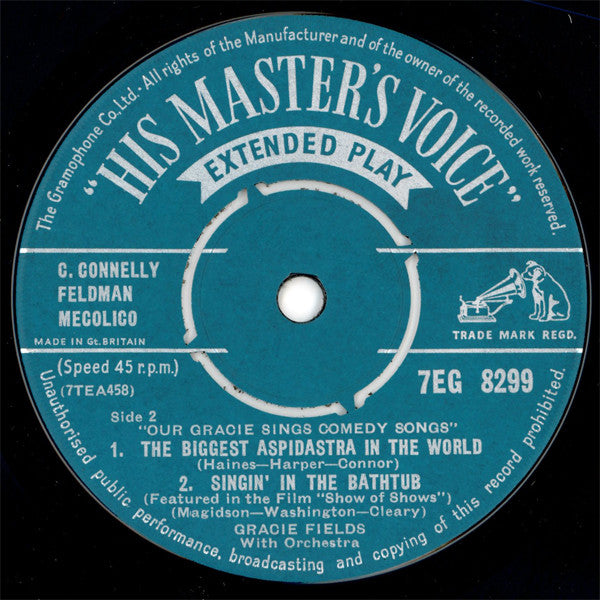 Gracie Fields : Our Gracie Sings Comedy Songs (7", EP)