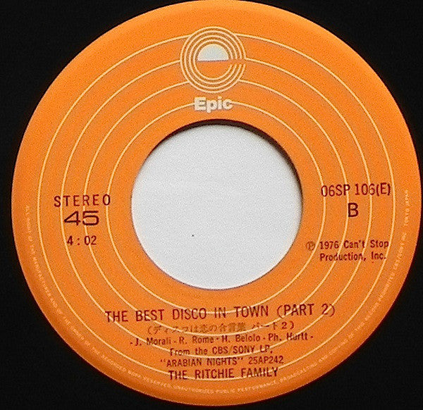 The Ritchie Family : The Best Disco In Town (Part 1) (7", Single)