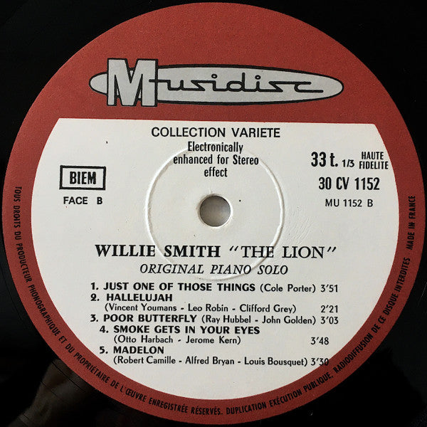 Willie "The Lion" Smith : Original Piano Solo (LP, Album)