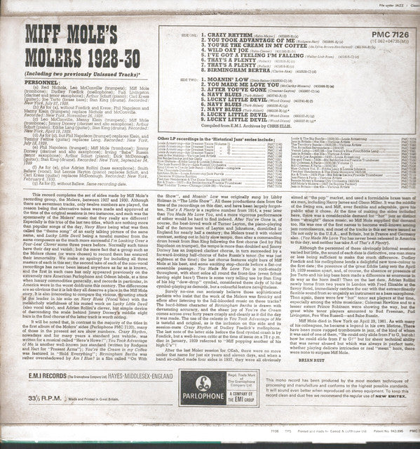 Miff Mole's Molers : Miff Mole's Molers 1928-30 (LP, Comp, Mono)