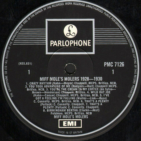 Miff Mole's Molers : Miff Mole's Molers 1928-30 (LP, Comp, Mono)