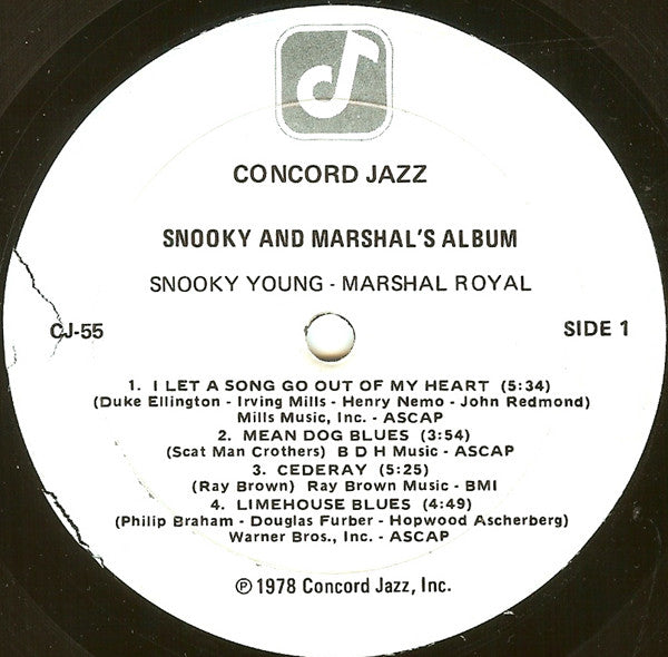 Snooky Young, Marshall Royal, Freddie Green, Ross Tompkins, Ray Brown, Louis Bellson Special Guest Scatman Crothers : Snooky & Marshal's Album (LP, Album)