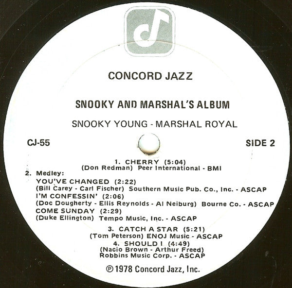 Snooky Young, Marshall Royal, Freddie Green, Ross Tompkins, Ray Brown, Louis Bellson Special Guest Scatman Crothers : Snooky & Marshal's Album (LP, Album)