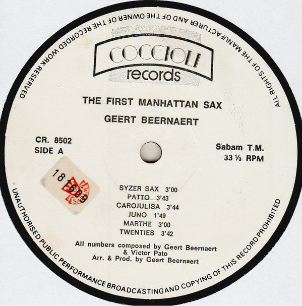 Geert Beernaert : The First Manhattan Sax (LP, Album)
