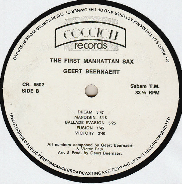 Geert Beernaert : The First Manhattan Sax (LP, Album)