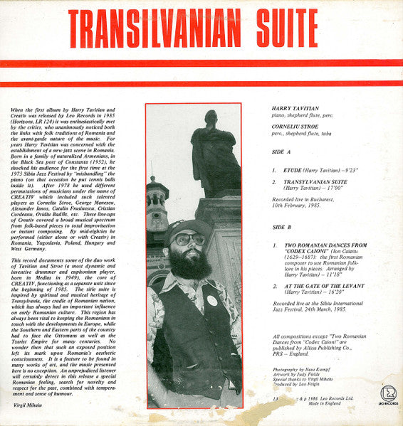 Harry Tavitian, Corneliu Stroe : Transilvanian Suite (LP, Album)