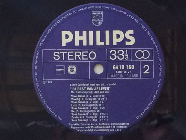 Simon Carmiggelt : Simon Carmiggelt Leest Uit Zijn Bundel 'De Rest Van Je Leven' (LP)