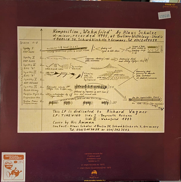 Klaus Schulze : Timewind (LP, Album, RE, Gat)
