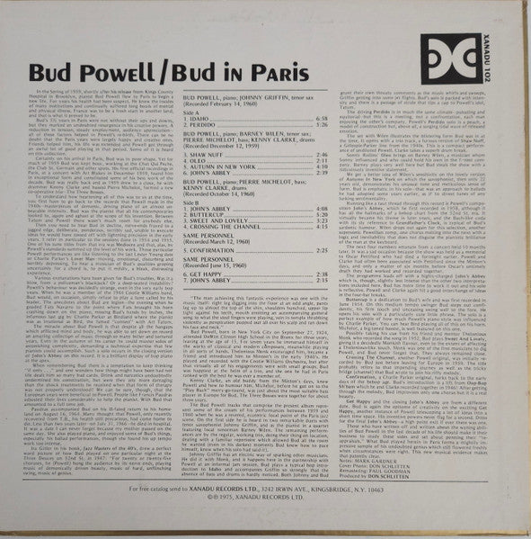 Bud Powell : Bud In Paris (LP, Album, Mono)