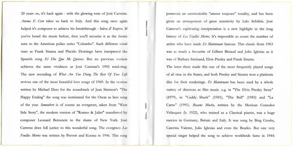 José Carreras : Amigos Para Siempre/Friends For Life - Romantic Songs Of The World (CD, Album, RE)