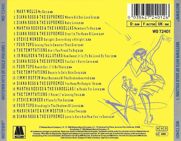 Various : Motown Hits Of Gold Volume 1 (CD, Comp)