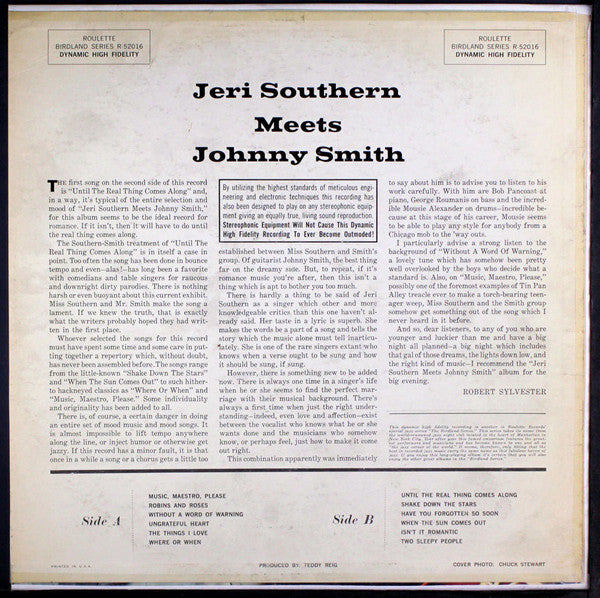 Jeri Southern And Johnny Smith : Jeri Southern Meets Johnny Smith (LP, Album, Mono)