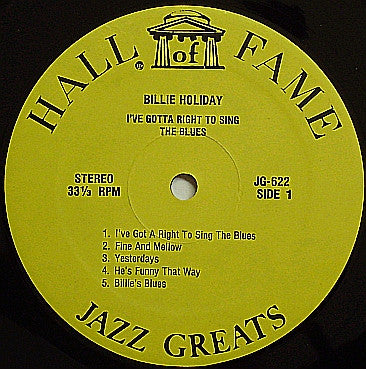 Billie Holiday : I've Got A Right To Sing The Blues (LP, Comp)