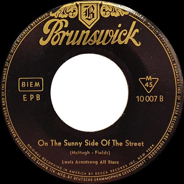 Louis Armstrong And His All-Stars : New Orleans Function / On The Sunny Side Of The Street (7", EP, Mono, RP, 6. )