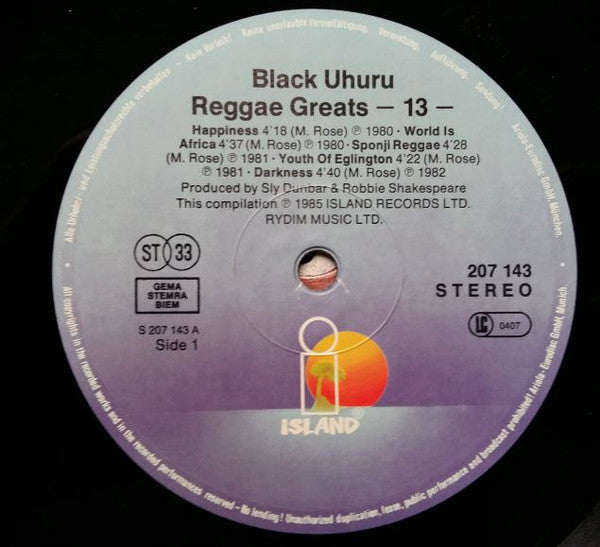 Black Uhuru : Reggae Greats (LP, Comp)