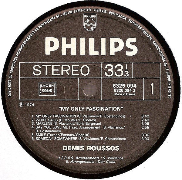 Demis Roussos : My Only Fascination (LP, Album)