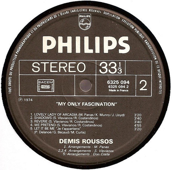 Demis Roussos : My Only Fascination (LP, Album)