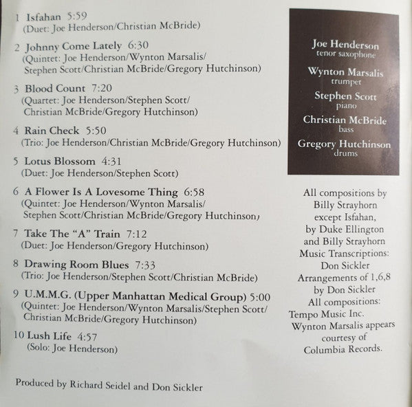 Joe Henderson : Lush Life (The Music Of Billy Strayhorn) (CD, Album)