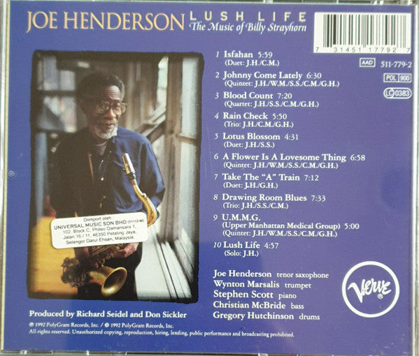 Joe Henderson : Lush Life (The Music Of Billy Strayhorn) (CD, Album)