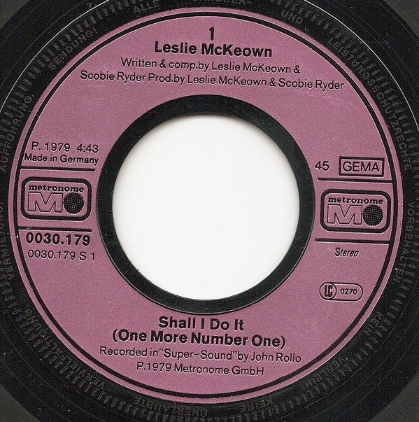 Leslie McKeown* : Shall I Do It (One More Number One) (7", Single)