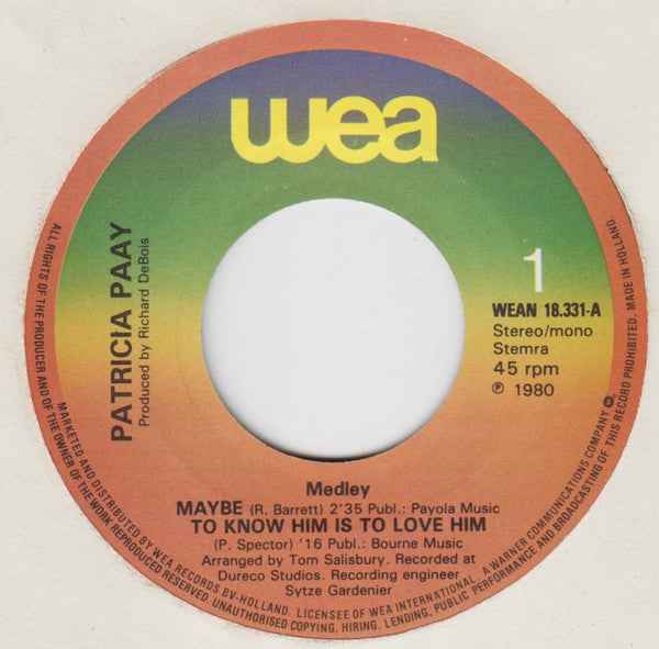 Patricia Paay : Maybe (7", Single)
