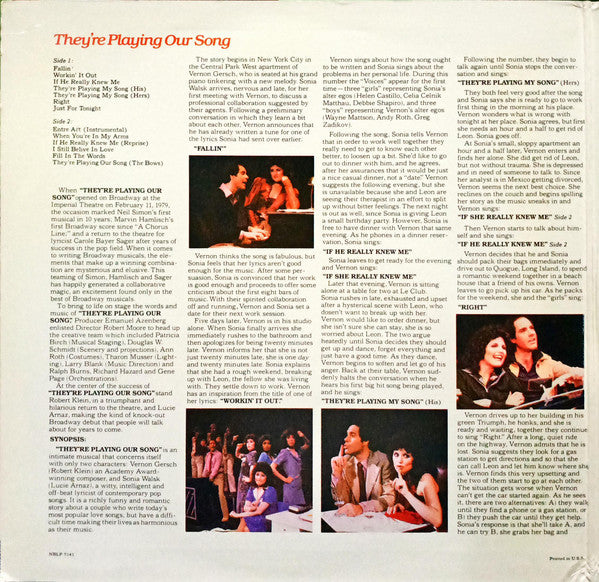 Robert Klein, Lucie Arnaz : Emanuel Azenberg Presents The Original Cast Recording "They're Playing Our Song" (LP, Album, Gat)