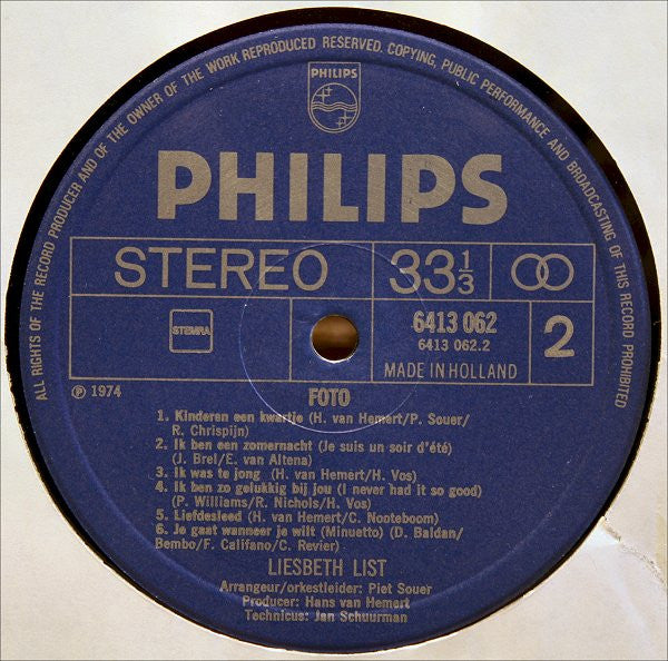 Liesbeth List : Foto (LP, Album)