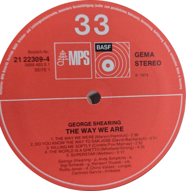 George Shearing : The Way We Are (LP, Album, Gat)