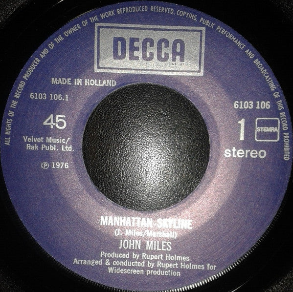 John Miles : Manhattan Skyline (7")