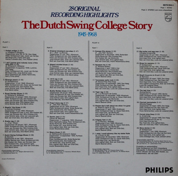 The Dutch Swing College Band : The Dutch Swing College Story 1945 - 1968 (2xLP, Album, Comp, Mono, RE)
