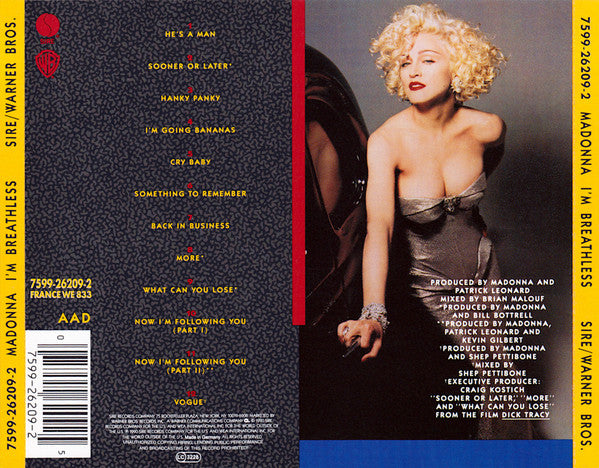 Madonna : I'm Breathless (Music From And Inspired By The Film Dick Tracy) (CD, Album)