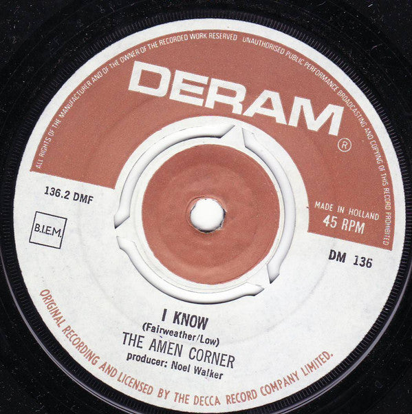 Amen Corner : Gin House Blues / I Know (7", Single)