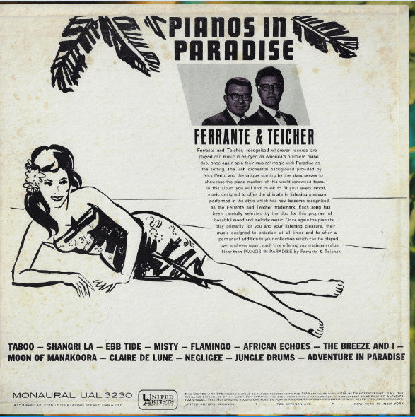 Ferrante & Teicher : Pianos In Paradise (LP, Album, Mono)
