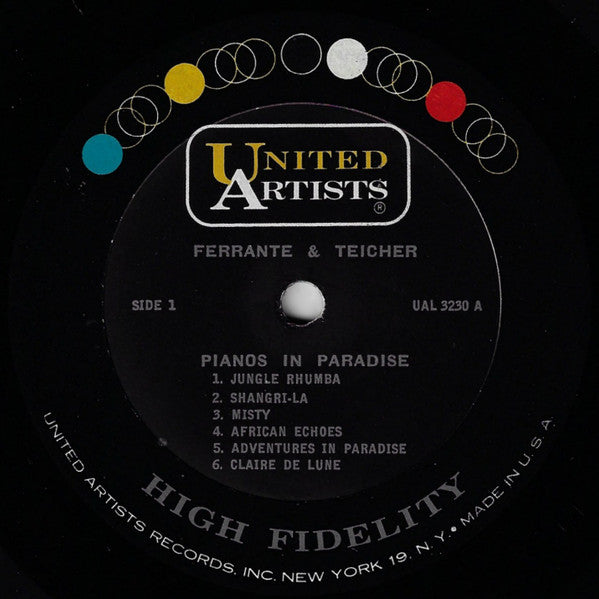 Ferrante & Teicher : Pianos In Paradise (LP, Album, Mono)