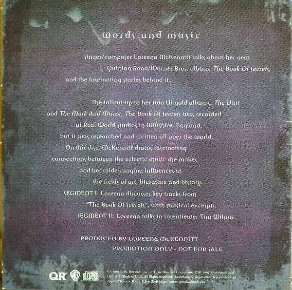 Loreena McKennitt : The Book Of Secrets (Words And Music) (CD, Promo)