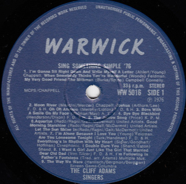 The Cliff Adams Singers : Sing Something Simple 76 (2xLP, Album)