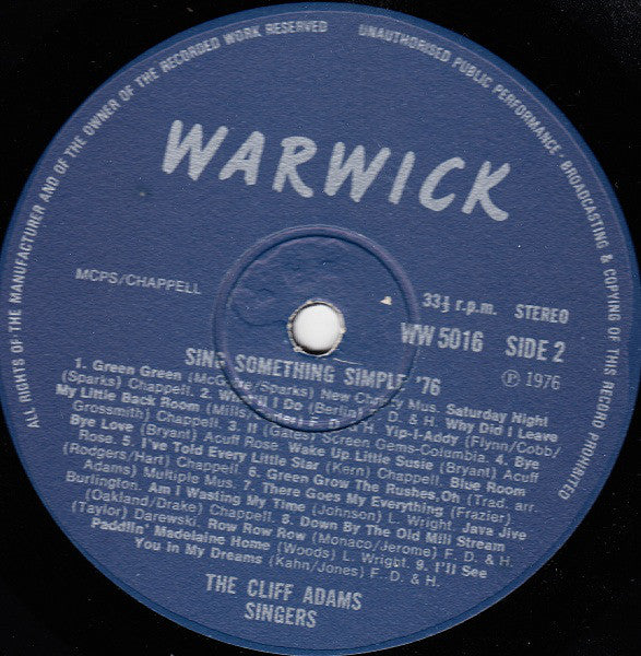 The Cliff Adams Singers : Sing Something Simple 76 (2xLP, Album)