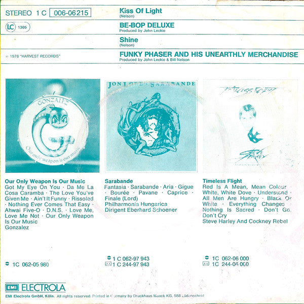 Be Bop Deluxe / Funky Phaser And His Unearthly Merchandise : Kiss Of Light / Shine (7", Single)