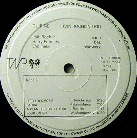 Irvin Rochlin Trio : Quirine (LP, Album)