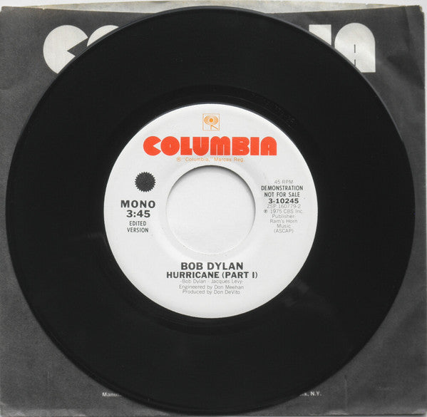 Bob Dylan : Hurricane (Part I) / Hurricane (Part I) (7", Mono, Promo)