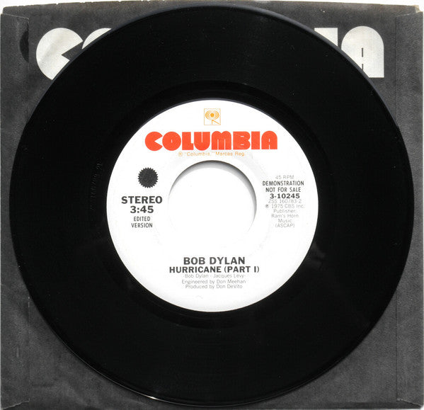 Bob Dylan : Hurricane (Part I) / Hurricane (Part I) (7", Mono, Promo)