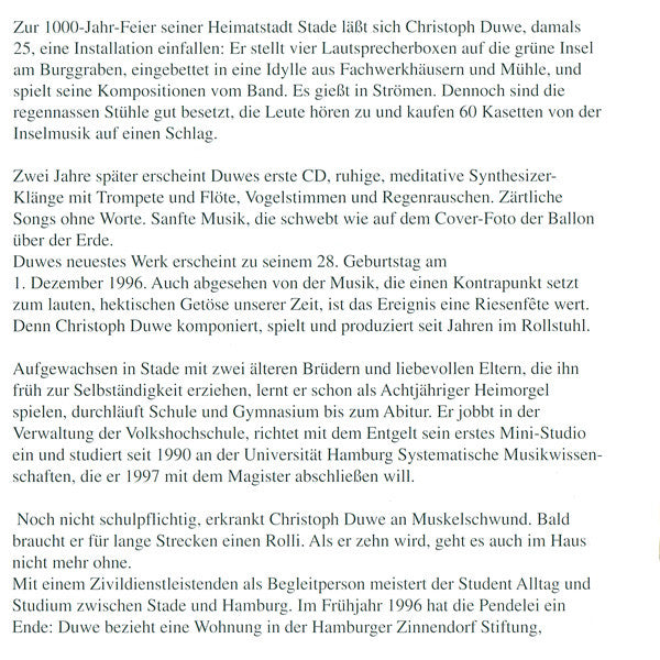 Christoph Duwe : Inselmusik (CD, Album)