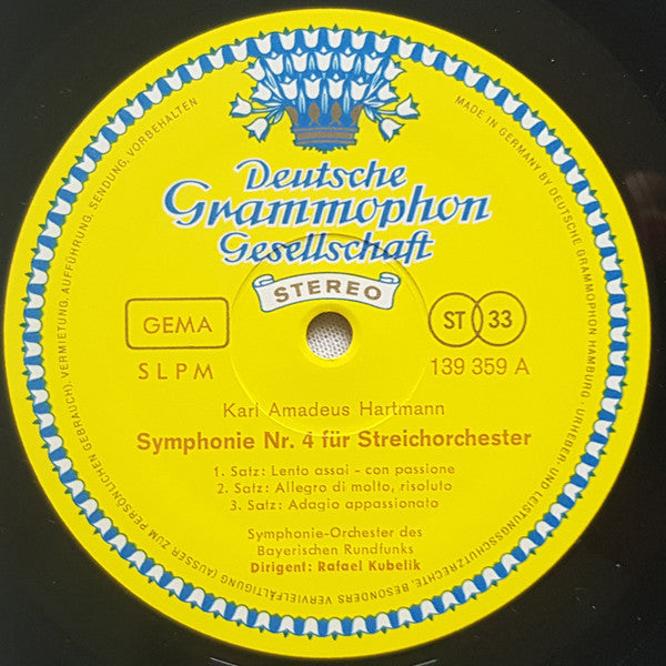 Karl Amadeus Hartmann - Symphonie-Orchester Des Bayerischen Rundfunks, Rafael Kubelik : Symphonien Nr. 4 & Nr. 8 (LP)