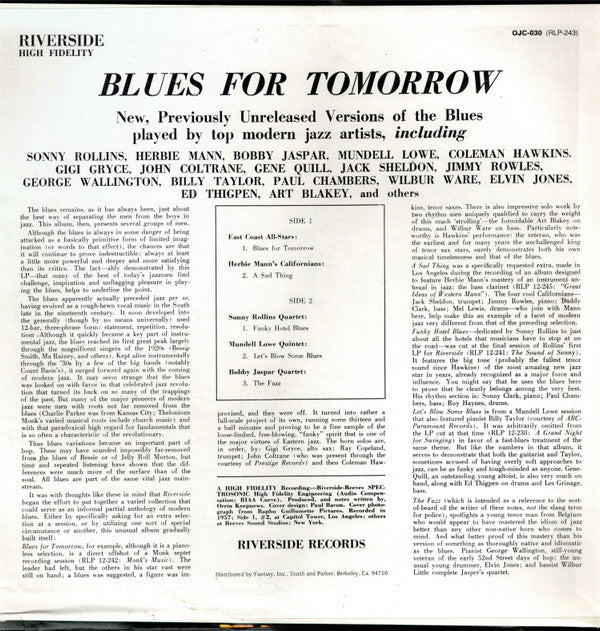 Various : Blues For Tomorrow (LP, Comp, RE)