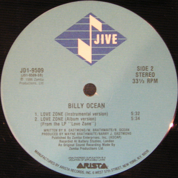 Billy Ocean : Love Zone / There'll Be Sad Songs (To Make You Cry) (12")