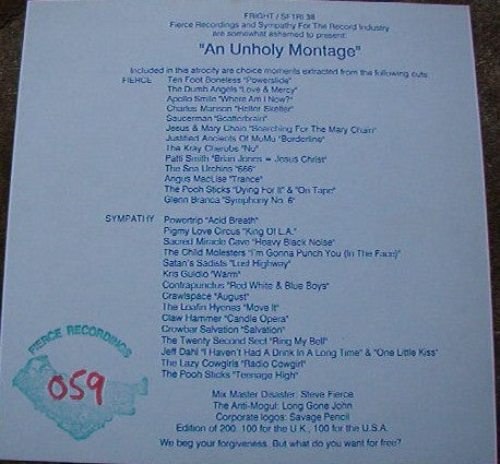 Various : An Unholy Montage (7", Mixed, Num, Smplr, Blu)