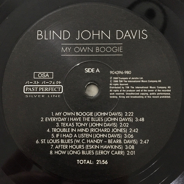 Blind John Davis : My Own Boogie (LP, Album, RE)
