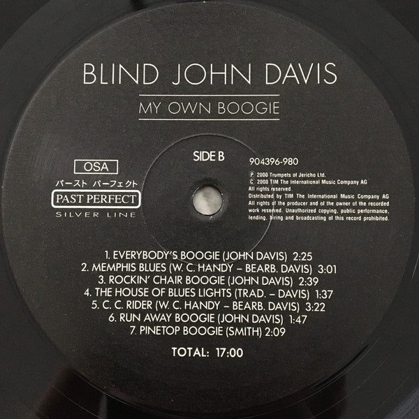 Blind John Davis : My Own Boogie (LP, Album, RE)